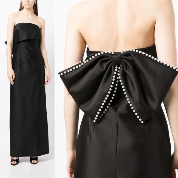 Sachin & Babi Keira Bow Column Gown black pearl Size 6 - Picture 10 of 11